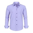 thumbnail image 7 of Hsovts Mens Dress Shirts Long Sleeve Collared Stretch Solid Formal Wedding Dating Business Casual Button Down Shirt Pocket Big & Tall Light Purple 3XL, 7 of 7