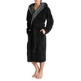 thumbnail image 1 of Men's Hooded Fleece Plush Soft Shu Velveteen Robe Full Length Long Bathrobe, 1 of 6