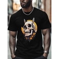 thumbnail image 4 of Skull Bee Men's T Shirts Funny Abstract T-Shirt for Men Crew Neck Tees Cotton Tops, Black, S, 4 of 7