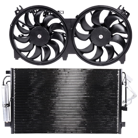cciyu 3639 Condenser and 620-453 Cooling Fan Replacement for 2007-2013 for Nissan for Altima
