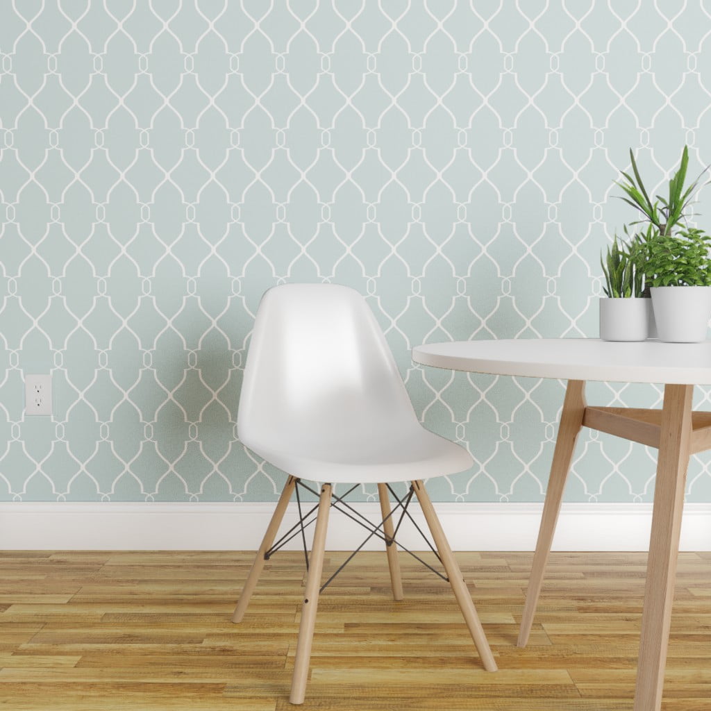 Wallpaper Roll Trellis Links Lattice Geometric Spa Green Blue 24in x 27ft Wallpaper Roll Trellis Links Lattice Geometric Spa Green Blue 24in x 27ft