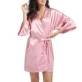 thumbnail image 2 of Tqcoqu Robes de Maison en Soie Simulée Couleur Unie Décontractée pour Femmes, 2 of 6