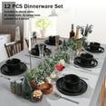thumbnail image 3 of Onader Stoneware Dinnerware Sets, 12 Piece Plates and Bowls Set for 4, Serving Plates and Bowls Dish Sets, Microwave & Dishwasher Safe - Matte Black, 3 of 8