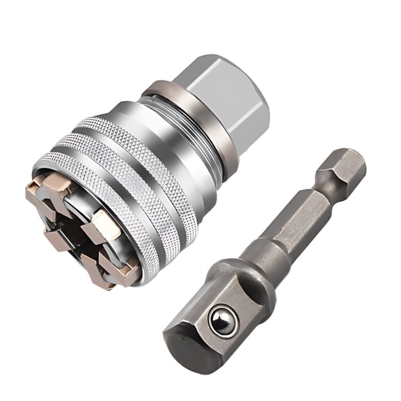2 Pcs Adjustable Universal Socket Wrench Set, Multifunctional Sleeve, 0.39-0.75 in/10-19 mm Universal Socket, Power Drill Adapter, Chrome Vanadium Steel Repair Tools