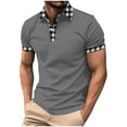 thumbnail image 3 of DDAPJ pyju Men's Casual Polos Shirts Plaid Collar Short Sleeve Golf T-Shirt Lightweight Breathable Sports Tennis Shirt Holiday Sales Gray M, 3 of 6