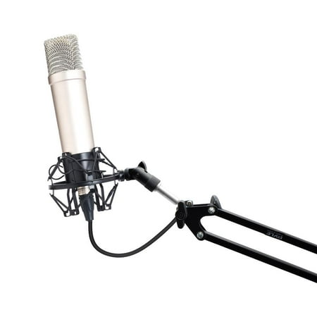 PylePro - Suspension Boom Scissor Microphone Stand with Shock Mount Holder