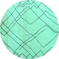thumbnail image 1 of Ahgly Company Machine Washable Indoor Round Solid Turquoise Blue Modern Area Rugs, 8' Round, 1 of 4