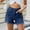 Dark Blue 1, variant on Wensltd Summer Jean Shorts for Women Mid Waisted Button Zipper Ripped