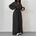 thumbnail image 4 of ClodeEU Women's 2 Piece Outfits ,Hoodie Sweatshirt and High Waist Wide Leg Pants Set, Solid Color Casual Tracksuit ,Women's Plus L, 4 of 8