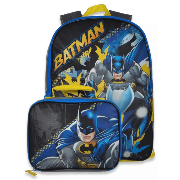 Batman 16" School Backpack with Insulated Lunch Box