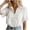 *White, variant on Women's Lace Trim Puff Sleeve Button Down Blouse, Ladies' Collared V-Neck Shirt, Summer Boho Lightweight Top For Women,Light Blue,S-2XL