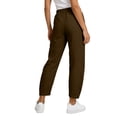 thumbnail image 6 of AKOEE Linen Barrel Pants for Women Back Elastic Pleated Beach Casual Summer Wide Leg Trouser with Pockets (L, Brown), 6 of 8