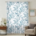 thumbnail image 2 of Teal Spring Floral Semi Sheer Curtains Drapes for Living Room, Bedroom, French Doors Window 54 Inches Long, Elegant Pastoral Flowers Rod Pocket Chiffon Curtain Drapery Voile Draperies Panel, 2 of 8