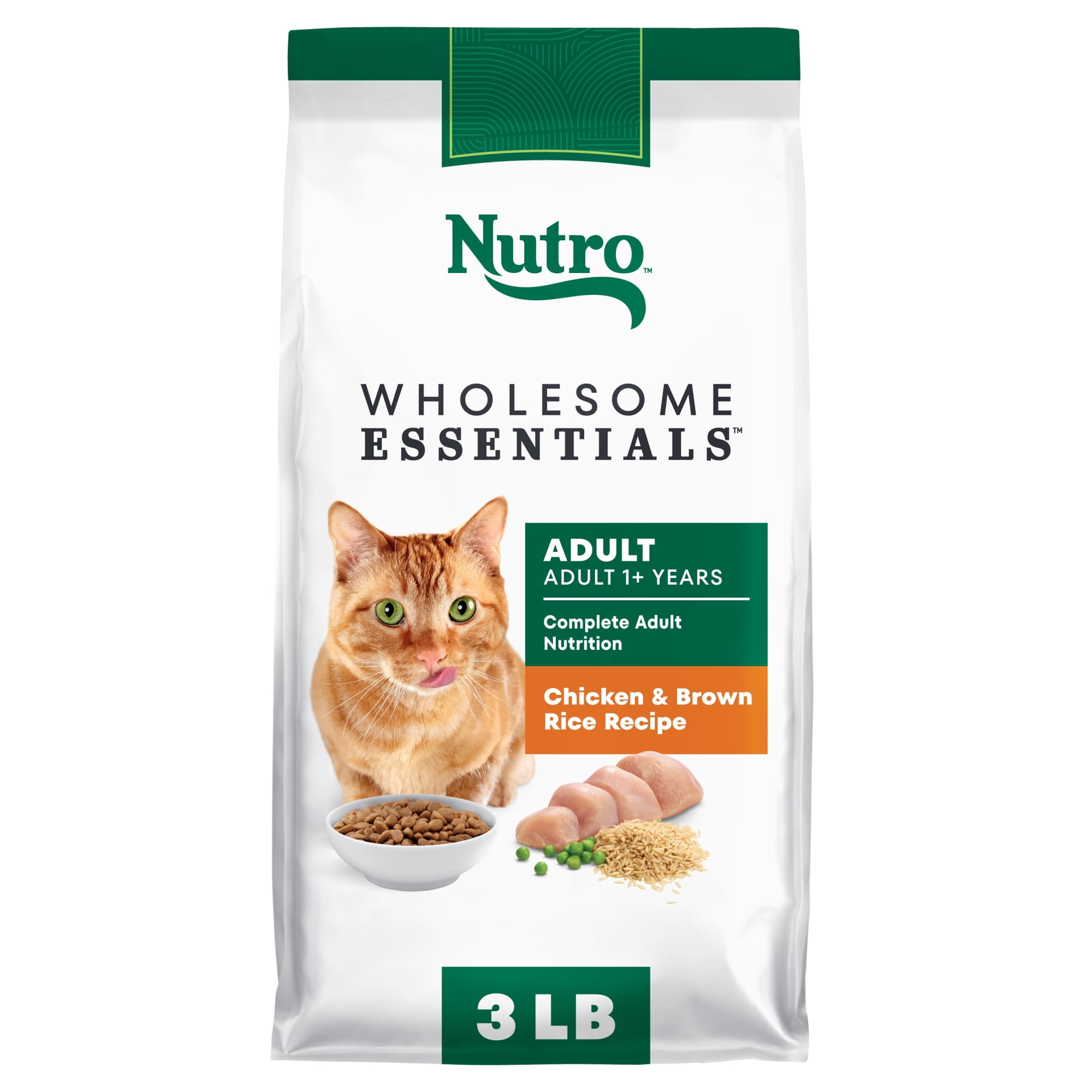 Nutro Wholesome Essentials Adult Dry Cat Food, Chicken & Brown Rice Recipe, 3 lbs.