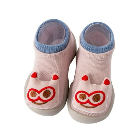 

TAIAOJING Baby Toddler Sock Shoes Cute Pig Bear Pattern Solid Color Children Mesh Breathable Floor Sneakers Non-Slip Shoe