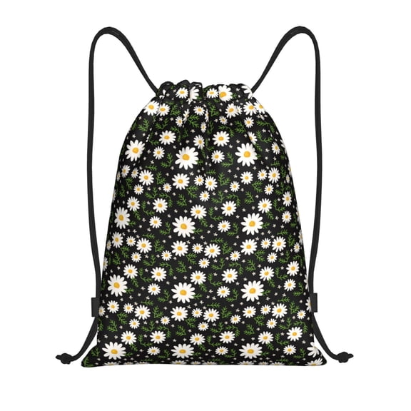Kdxio Daisy Print Drawstring Backpack Bag,Waterproof Draw String Back Sack, Gym Drawstring Bags Swim Bag For Unisex