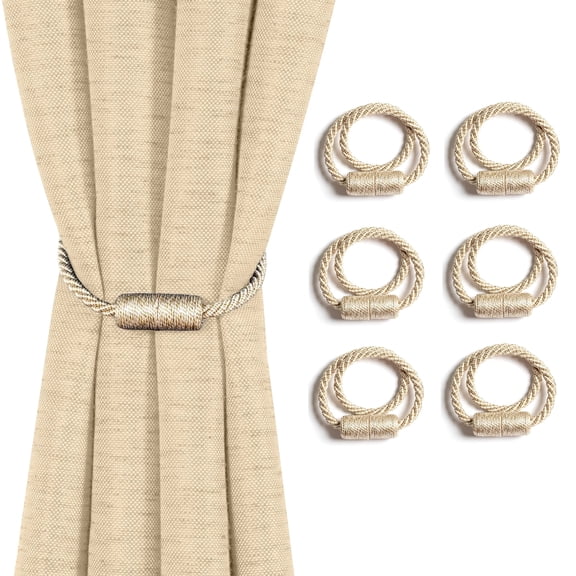 6 Pack Magnetic Curtain Tiebacks, Decorative Curtain Holdbacks, Heavy‑Duty Magnetic Drape Tie Backs for Home Window Decor
