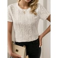 thumbnail image 6 of Am Direct Women's Crew Neck Short Sleeve Eyelet Embroidery Casual Holiday T-Shirt, 6 of 6