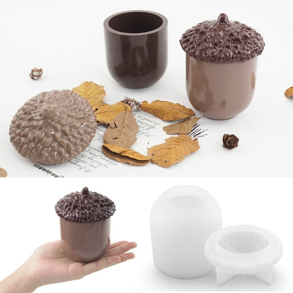 Honeeladyy Acorn Silicone Mold, Resin Jar Mold with Lid, Epoxy Resin Molds for Jewelry Storage Boxes, Candle Holders, Candy Boxes, Epoxy Resin Pouring Craft Gifts