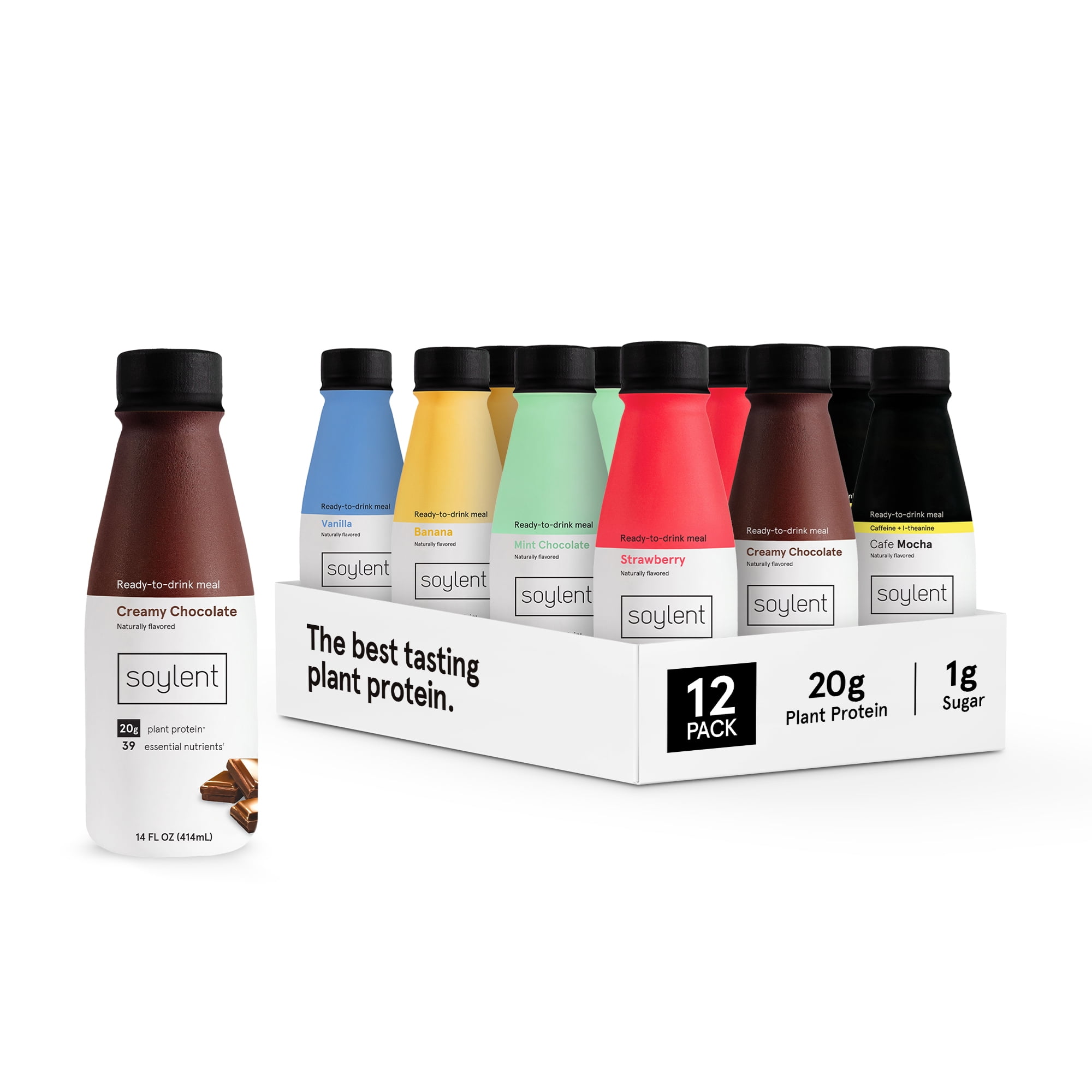 Soylent Meal Replacement Shake, Sampler Pack, 20g Complete Vegan