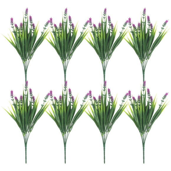 8PC Artificial Peppermint Flowers With Realistic Green Plant And Pointed Leaf Grass
