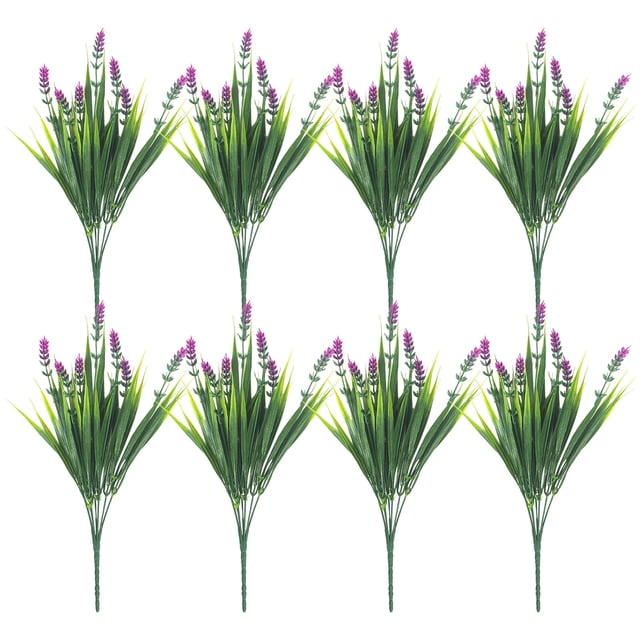 8PC Artificial Peppermint Flowers With Realistic Green Plant And Pointed Leaf Grass