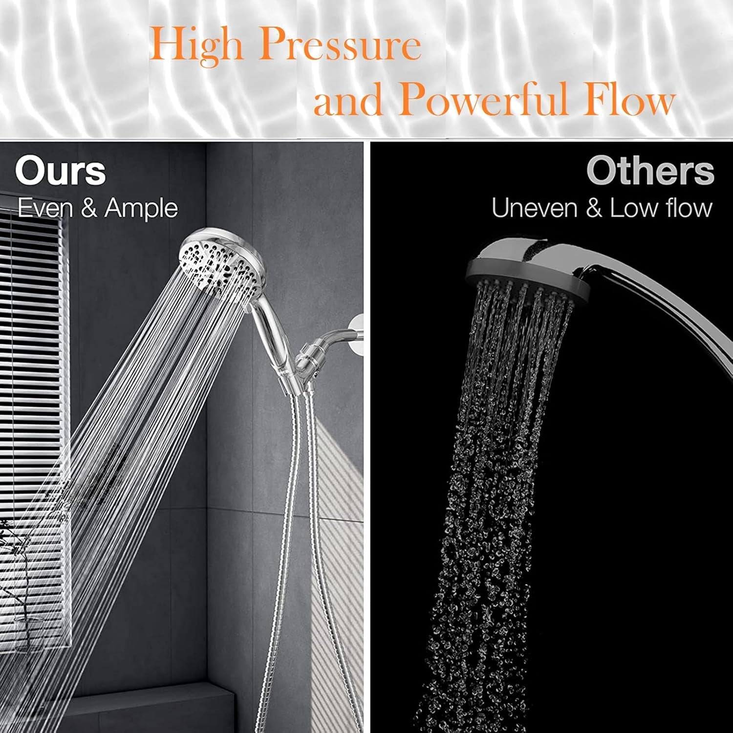 Shower Head with Handheld High Pressure-Full Body Coverage Powerful Rain Showerhead Extra Long Hose and Adjustable Brass Joint Holder- The Perfect Detachable Heads for Bathroom Upgrade
