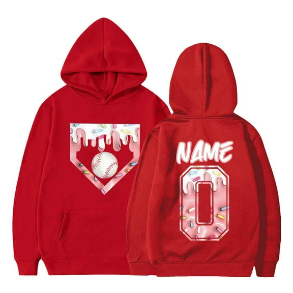 XUELUO Boys Hoodies And Sweatshirts Kids Autumn Winter DIY Ice Cream Print Hooded Long Sleeve Pullover Tops Holiday Wear,Red,9-10 Years