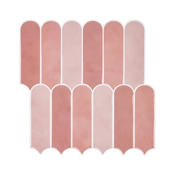 HOMEART Pink Peel and Stick Backsplash, 10”×10” Self Adhesive Feather Wall Tiles for Kitchen Bathroom (10 Sheets)