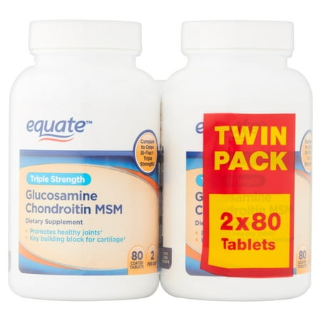 equate Triple Strength Glucosamine chondroïtine MSM comprimés, 80 count (Lot de 2)