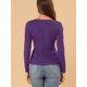 thumbnail image 5 of Blusa básica de manga larga con cuello redondo y frente giratorio para mujer Púrpura M, 5 of 6