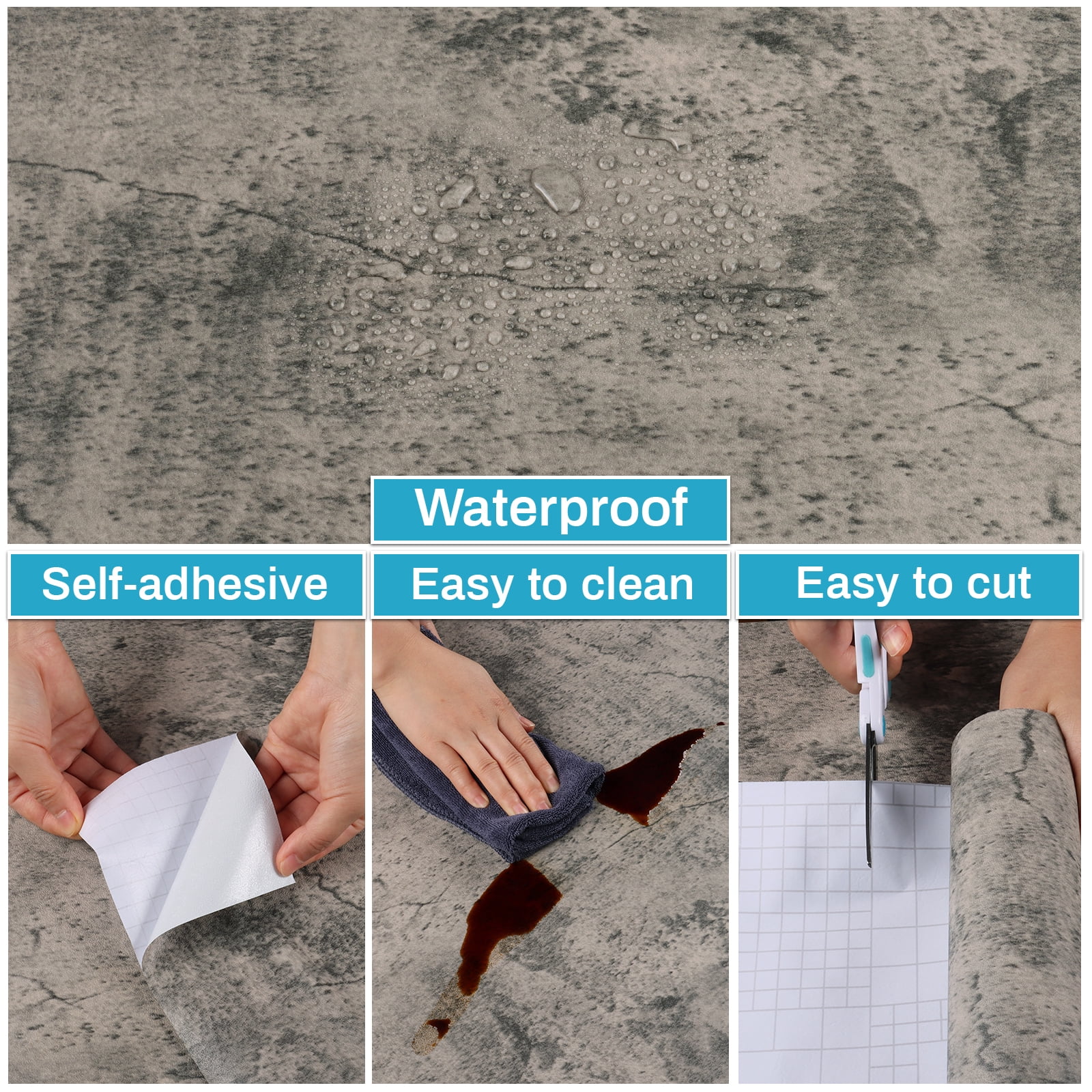 Faux Concrete Peel and Stick Wallpaper Dark Grey Removable Textured Wallpaper 30"x236" Self Adhesive Cement Wallpaper Waterproof Vinyl Roll for Bedroom Kitchen Backsplash Counter
