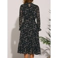 thumbnail image 3 of DARING DIVA Fall Floral Long Sleeve Chiffon Midi Dress S Black, 3 of 6