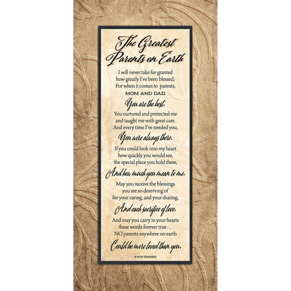 Dexsa Greatest Parents Wood Plaque Inspiring Quote 6 3/4 in x 13 5/8 in - Keyhole on Back for Hanging