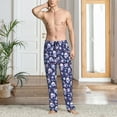 thumbnail image 5 of Vsdgher Skull flower white blue Print Mens Pajama Pants Sleep & Lounge Pants, PJ Bottoms With elastic waistb and Pockets, 5 of 5