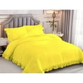 thumbnail image 2 of DNG Creations 3 Piece Vintage Ruffle Pattern Comforter Set Premium Ultra Soft 550 GSM All Season ( King/Cal King Size ) 100% Egyptian Cotton Solid Yellow Colour, 2 of 8