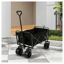 Folding Wagon Cart 100L, Heavy Duty Beach Wagon with Wheels - Collapsible Utility Wagon for Sand, Camping, Garden, 220 Lbs Capacity Black   Garden & Outdoor   Metal Waterproof Fabric