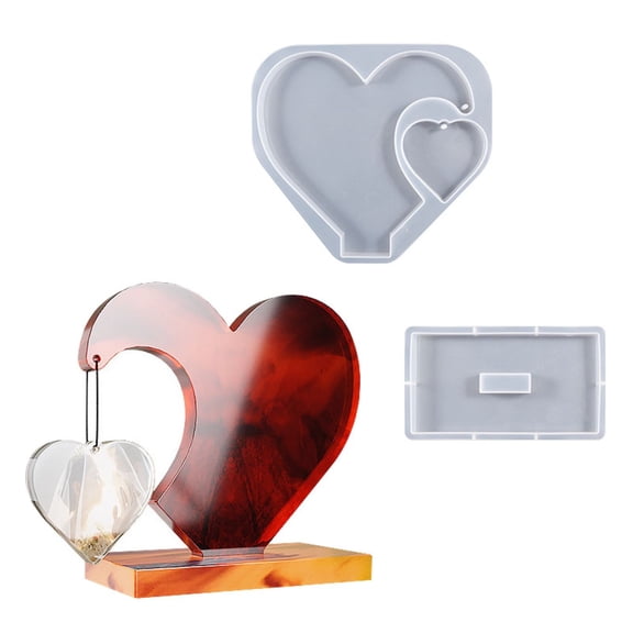 2 Set 3D Photo Frame Resin Molds, FineGood Heart Shape Silicone Molds for Resin, DIY Personalised Picture Frame Epoxy Resin Moulds Art Craft for Wedding Home Decor