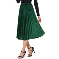 thumbnail image 5 of INSPIRE CHIC Women's High Elastic Waist Swing Flare Hem Velvet Pleated Skirt S Green, 5 of 8