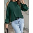 thumbnail image 4 of Womens Tops Dressy Casual Cold Shoulder Ruffle Collar Blouses Fall Fashion Shirts for Work Dark Green XXXL, 4 of 8