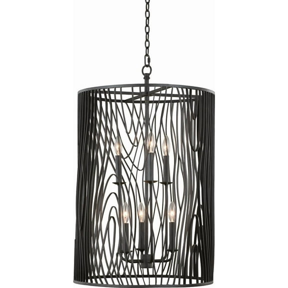 Morre 20 Black Iron Steel Chandelier, French-Inspired