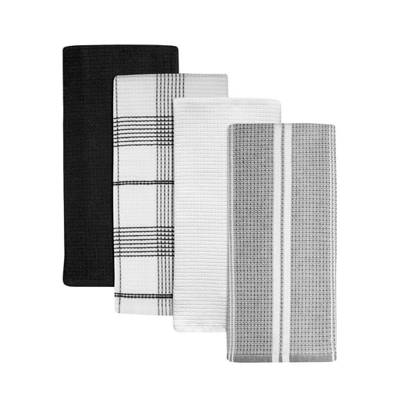 Better Homes & Gardens Lot de 4 torchons de cuisine, noir