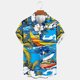 thumbnail image 2 of Camisetas de Lino para Hombres Vintage Bowling Manga Corta Cuello Cubano, Retro Playa Y Verano Hombre Manga Corta Botón Abajo Camisetas, 2 of 9