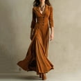thumbnail image 1 of Karight Womens Western Velvet Maxi Dress Vintage Notch Collar Button Down Dress Semi Formal Elegant Ruffle Slim Party Dresses, 1 of 5