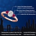thumbnail image 2 of Gem Stone King 18K Rose Gold Plated Silver DEF Lab Grown Diamond and Red Created Ruby Engagement Ring for Women | 1.20 Cttw | Oval 7X5MM | Gemstone April Birthstone | Size 6, 2 of 6