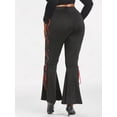 thumbnail image 3 of Plus Size Lace Up High Rise Bell Bottom Pants, 3 of 4