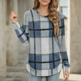 thumbnail image 1 of Plus Size Tops Casual Loose Plaid Long Sleeve Round Neck Irregular Tunic Top for Fashion Enthusiasts, 1 of 5