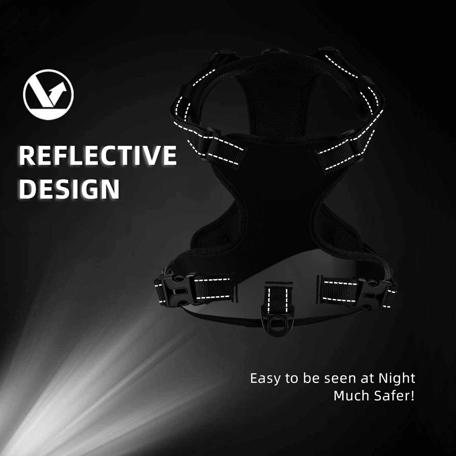 Vsdgher Black White Fluid Sculpture Dog Harness, No-Pull Pet Harness, Dog Vest, Pet Vest for Small to Large Dogs-Small