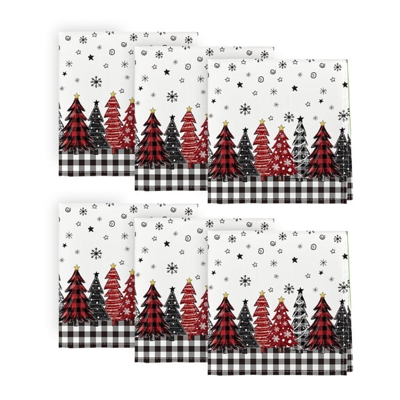 Sm:)e Tree Christmas Cloth Napkins 18 x 18 Inch Set of 6, Dinner table decorative napkins
