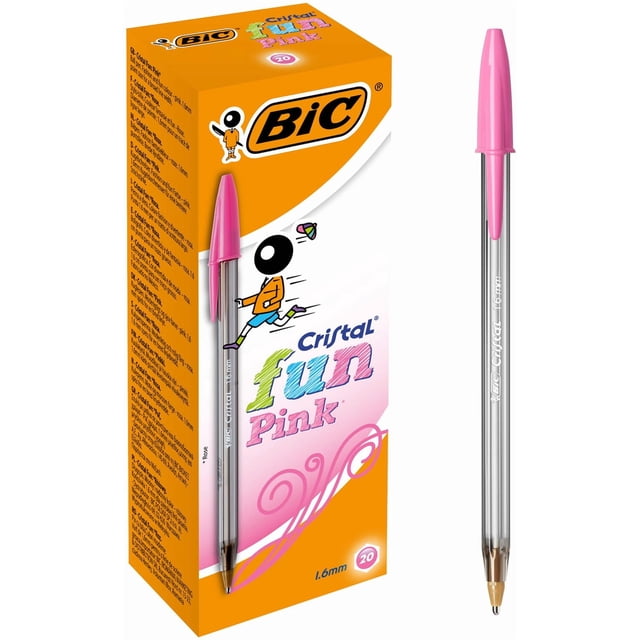 Bolígrafos BIC Cristal Fun Pink, 1,6 mm, paquete de 20